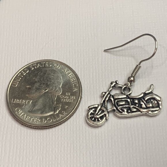 Motorcycle Earrings, Harley Davidson Earrings, Hog Earrings, Bike Earrings, Gift - Picture 6 of 6